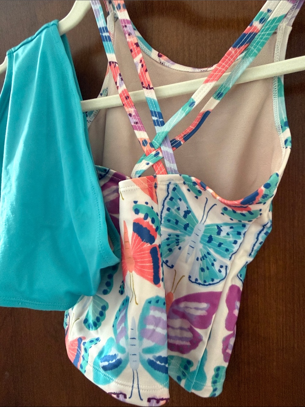 Tea Collection Turquoise & Multicolor Butterfly Tankini Set - Picture 8 of 9